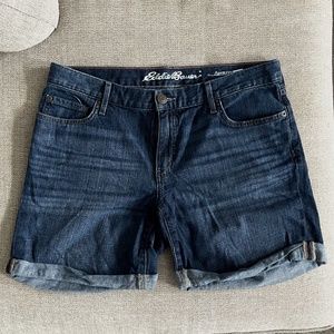 EDDIE BAUR BOYFRIEND ROLLED FIT DARK WASH JEAN SHORTS